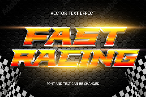 fast racing car font typography lettering 3d editable text effect font style template background