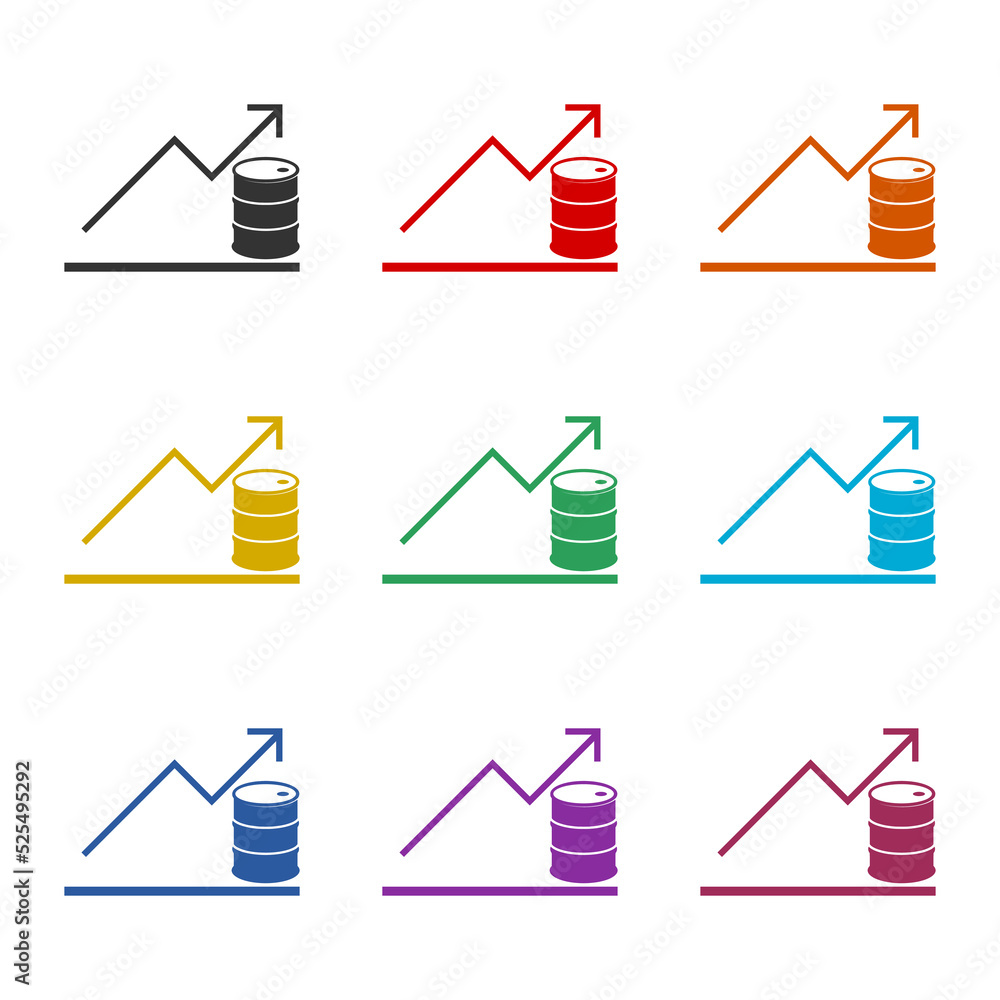 Oil barrel chart glyph icon. Set icons colorful