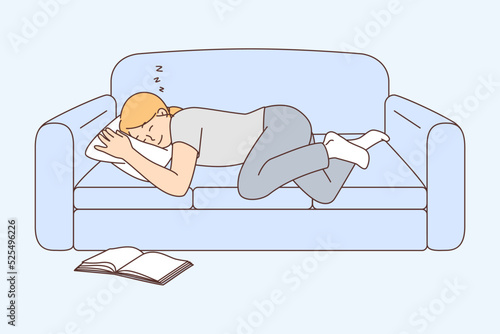 Young woman sleeping on sofa