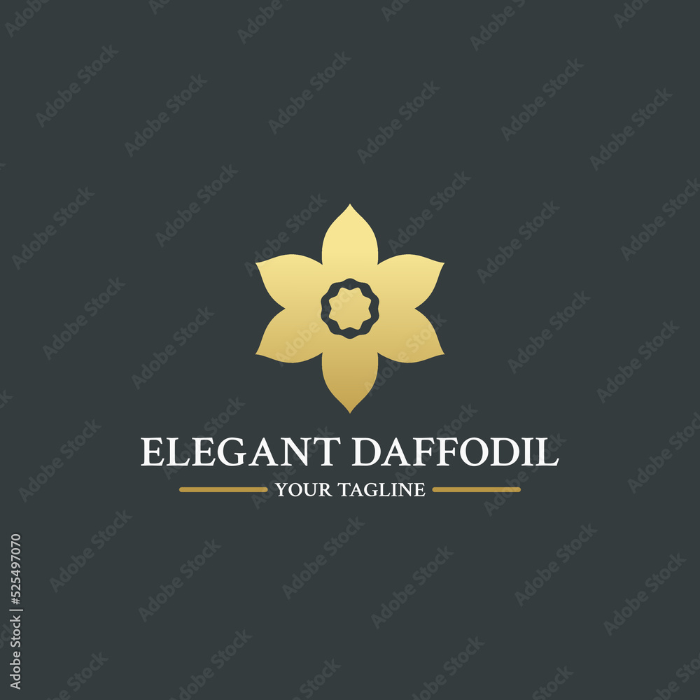 Narcissus Or Daffodil Flower Logo Icon Silhouette Vector For Company and Product Symbols Stock