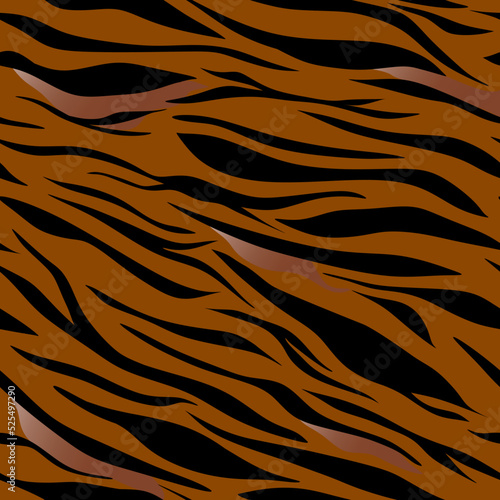 Tiger skin seamless pattern in black orange color.