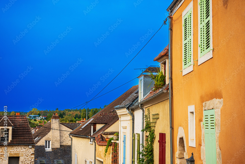 Dourdan, FRANCE - August 14, 2022: Street view of old village Dourdan in France
