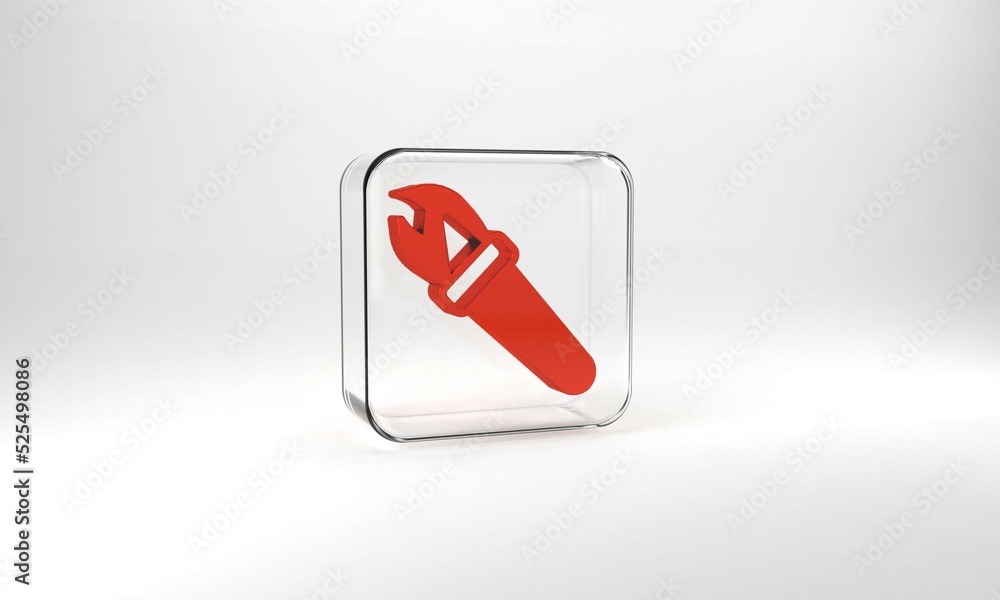 Red Torch flame icon isolated on grey background. Symbol fire hot, flame power, flaming and heat. Glass square button. 3d illustration 3D render Red Torch flame icon isolated on grey background. Symbol fire hot, flame power, flaming and heat. Glass square button. 3d illustration 3D render