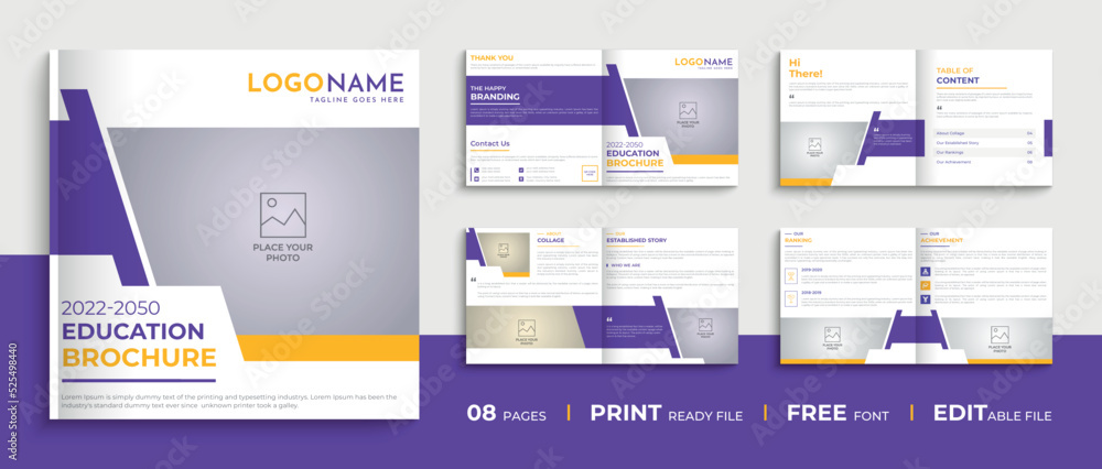 Creative 8 Page square education brochure design, square multipage admission brochure template Creative 8 Page square education brochure design, square multipage admission brochure template