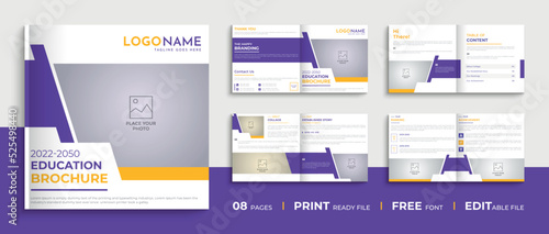 Creative 8 Page square education brochure design, square multipage admission brochure template