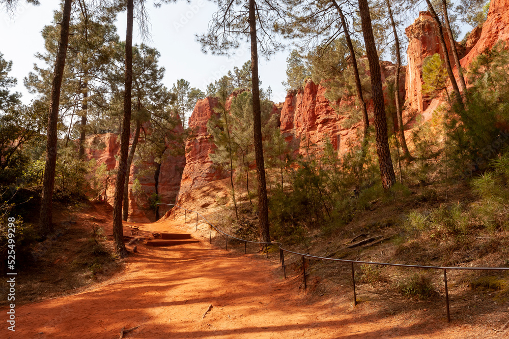 View of the red lands in the Luberon Natural Park, Roussillon France. View of the red lands in the Luberon Natural Park, Roussillon France.