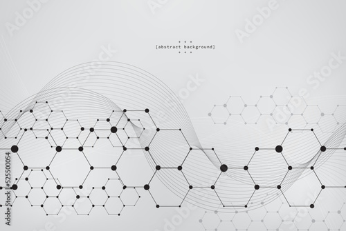 modern art theme hexagon group connect with dots chemical formula theme background can be use for technology advertisement and presentation package food and beverage label and texture vector eps.
