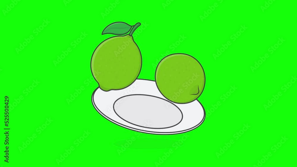 Lime Powder Animation Lime Fruit On Green Screen Background. 3D Whole Of Lime Animation. 3D ...