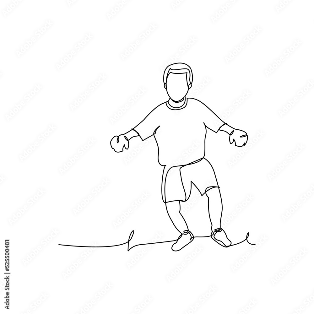 One line continuous of children playing soccer. Minimalist style vector illustration in white background. One line continuous of children playing soccer. Minimalist style vector illustration in white background.