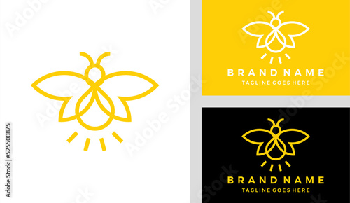 Flat fireflies logo design vector illustration
