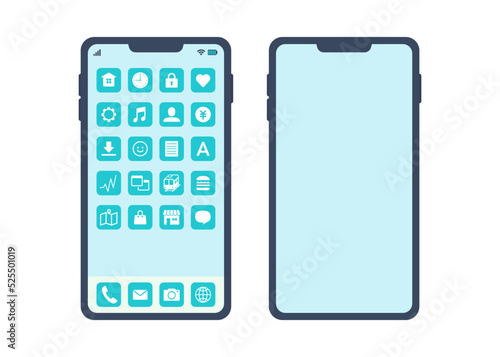 スマートフォンのベクター素材（ブルー）