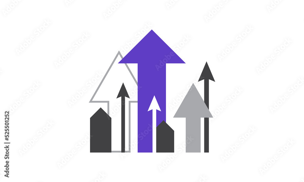 Arrow up Set. Rise, increase arrows. Growth symbol isolated. Direction design element Vector illustration. Arrow up Set. Rise, increase arrows. Growth symbol isolated. Direction design element Vector illustration.