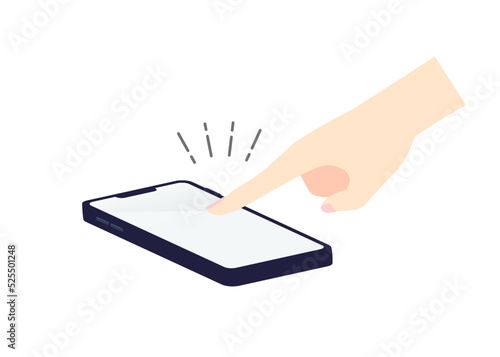 スマホを指でタップするイラスト