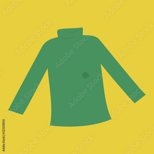 green roll-neck sweater with hole