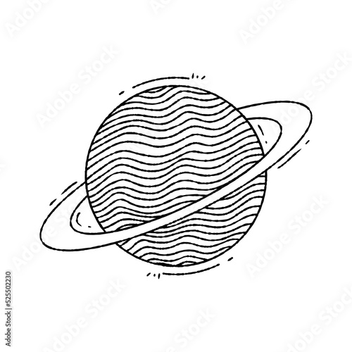 illustration of a saturn planet in black outline 