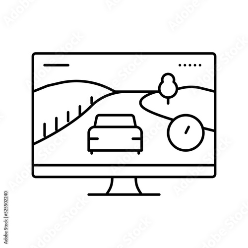 racing video game line icon vector illustration