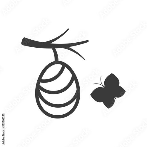 Cocoon with butterfly glyph icon isolated on white background.Vector illustration.