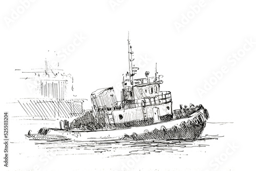 black gel pen drawing on a white paper. 