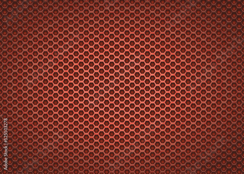 Red mesh grill background.Hexagon shape