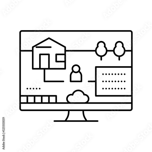 simulation video game line icon vector illustration