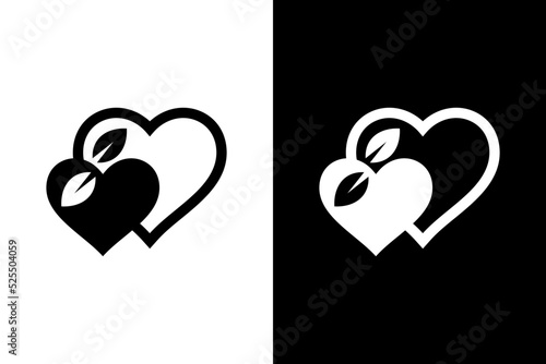 Love and leaf concept black and white. Very suitable for symbol, logo, company name, brand name, personal name, icon and many more.