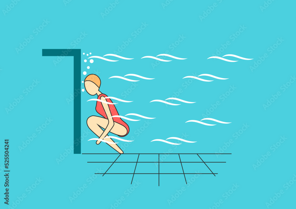 Swimmer under water in swimming pool. Float position. 
Breath out.