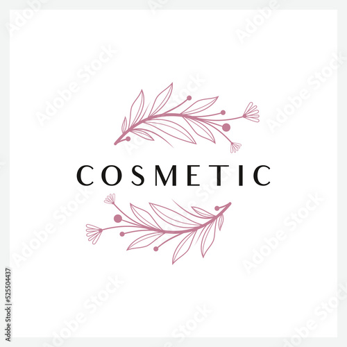 Minimalist Floral COSMETIC logo design for Luxury, Restaurant, Royalty, Boutique, Hotel, Jewelry, Fashion and other vector illustration for business and company