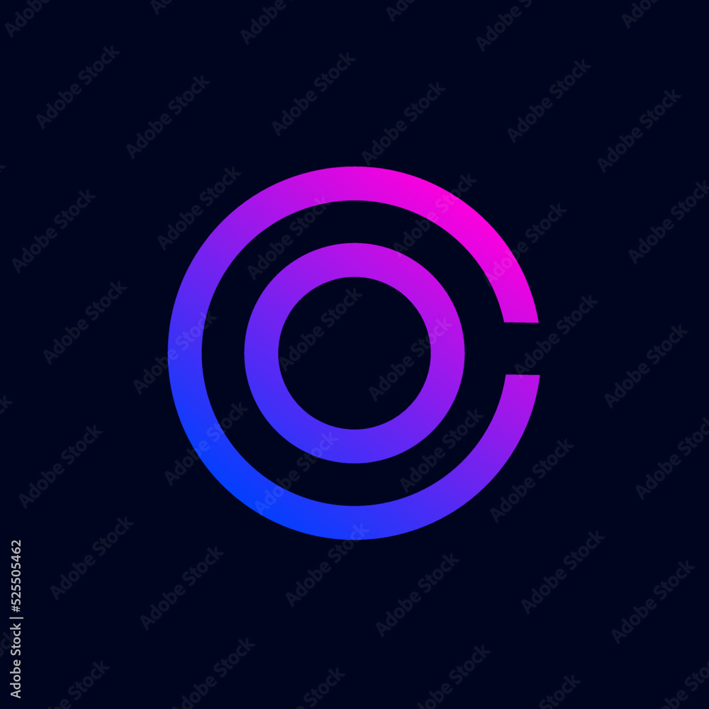 Letter CO logo. Sign circle CO lines. Perfect symbol for multicolor labels, space print, nightlife posters etc.