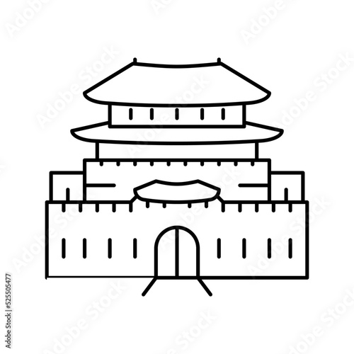 hwaseong fortress line icon vector illustration