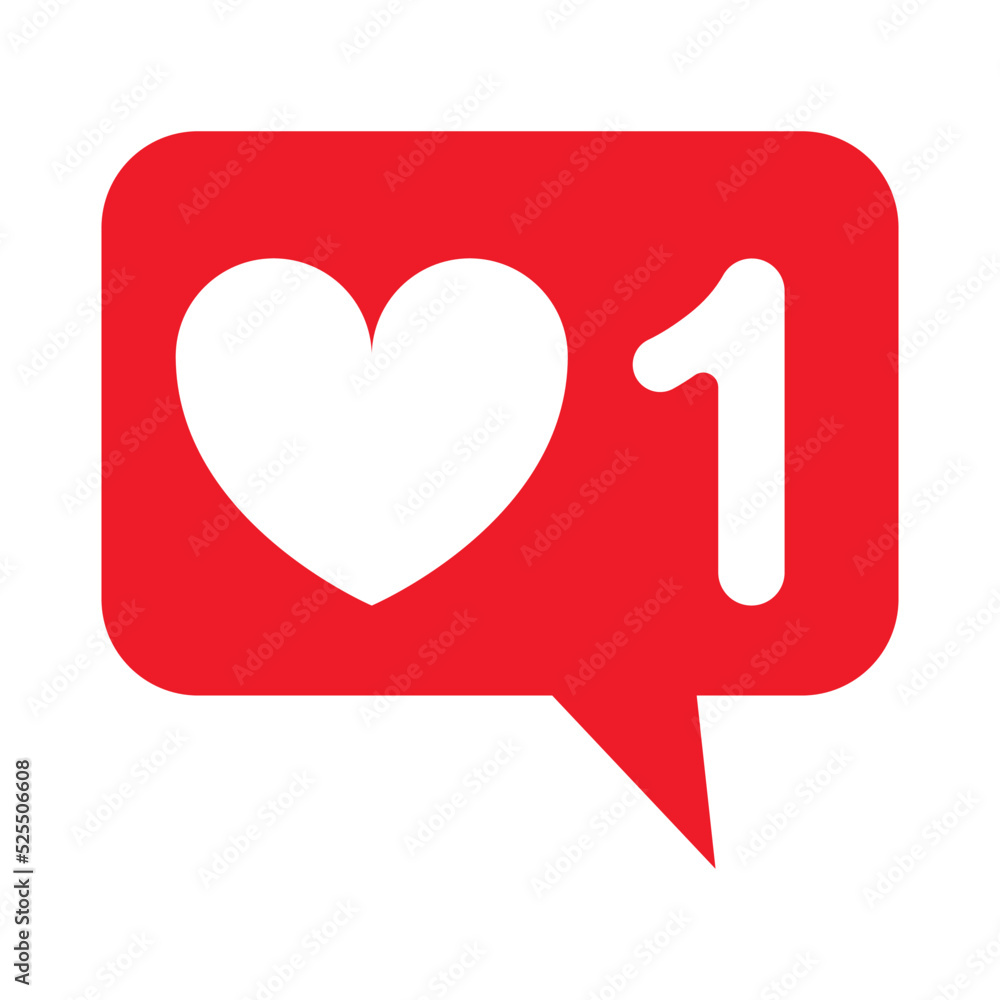 Heart sign with number 1 isolated on white, illustration. Like button Heart sign with number 1 isolated on white, illustration. Like button