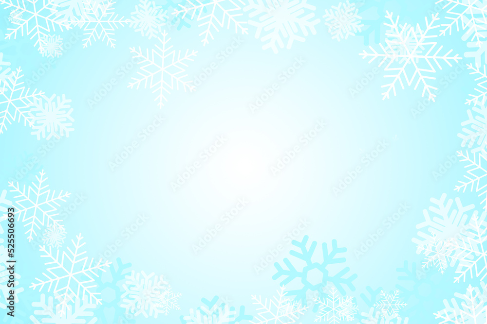 Frame made of snowflakes on light blue background. Space for text Frame made of snowflakes on light blue background. Space for text