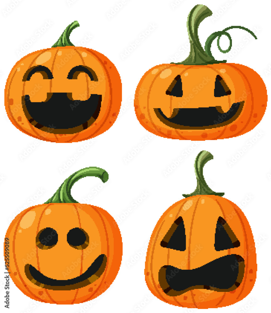 Set of halloween pumpkin on white background Set of halloween pumpkin on white background