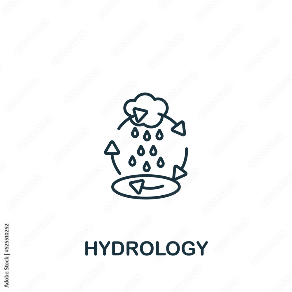 Hydrology icon. Line simple Science icon for templates, web design and infographics Hydrology icon. Line simple Science icon for templates, web design and infographics