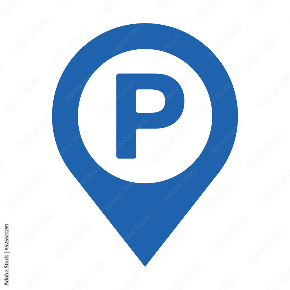 Parking pinpoint blue icon. Map parking pointer, Parking map point vector illustration Parking pinpoint blue icon. Map parking pointer, Parking map point vector illustration
