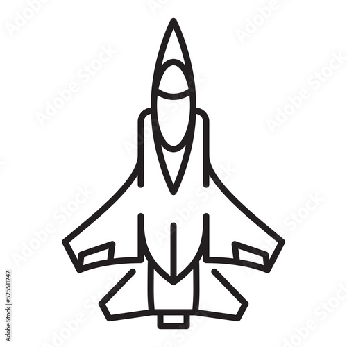 Fighter Jet line icon. Plane or Air force outline vector illustration