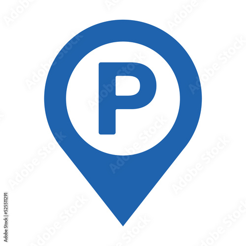 Parking pinpoint blue icon. Map parking pointer, Parking map point vector illustration