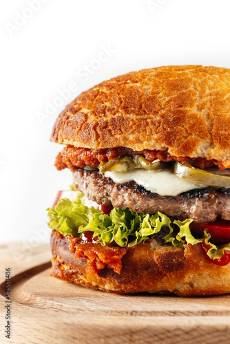 fresh tasty burger isolated on white background