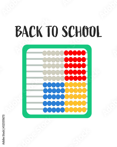 Back to school concept with single abacus beads vector isolated on white background. New education season idea with editable text message.