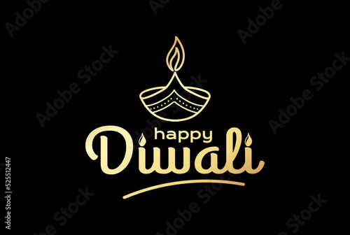 Happy Diwali Handwritten Lettering Text Word Type Font Calligraphy Lettering Typography Illustration Vector