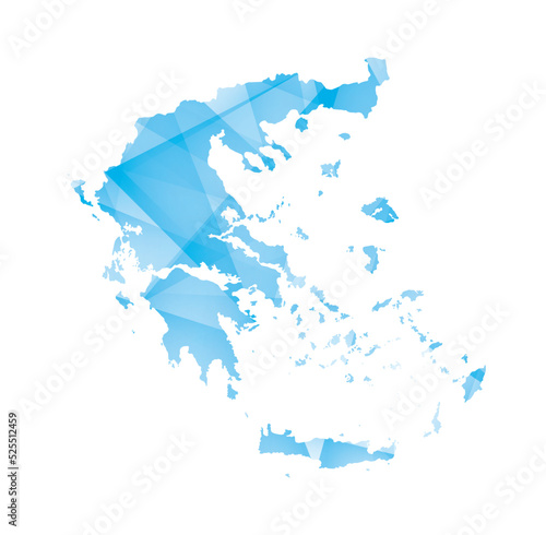 vector illustration of Greece map with blue colored geometric shapes