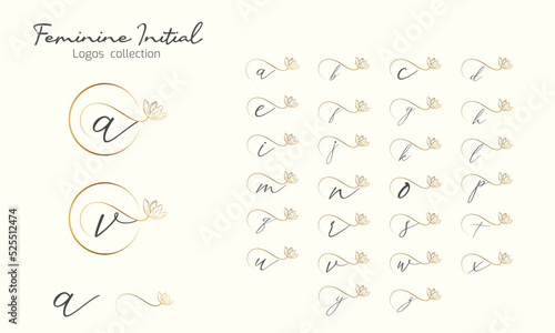Feminine initial letter logo collection. vector illustration