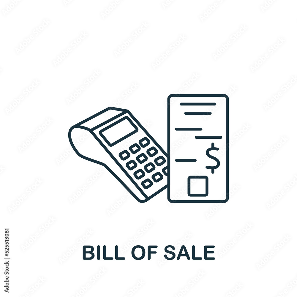 Bill Of Sale icon. Line simple line Shipping icon for templates, web design and infographics Bill Of Sale icon. Line simple line Shipping icon for templates, web design and infographics