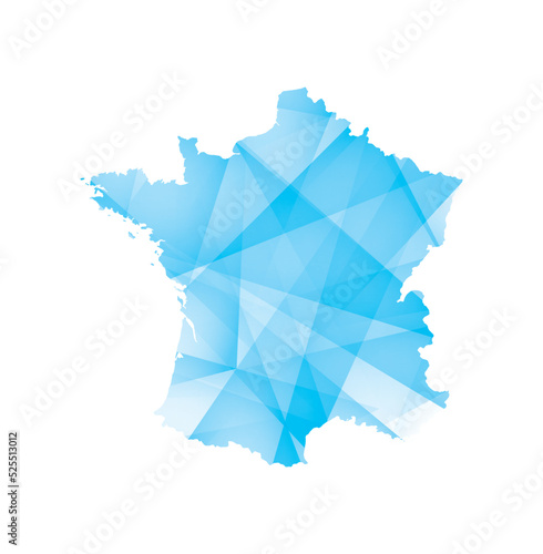 vector illustration of France map with blue colored geometric shapes
