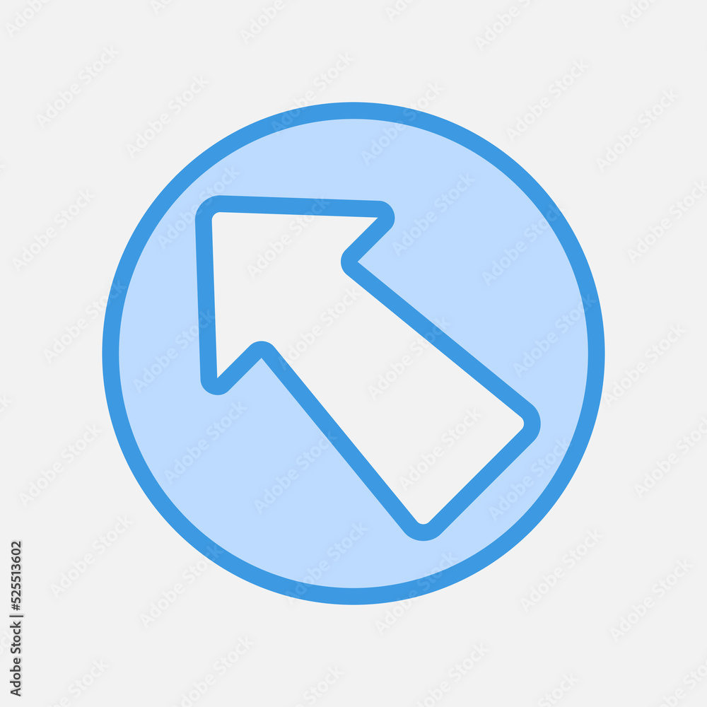Up left arrow icon in blue style, use for website mobile app presentation Up left arrow icon in blue style, use for website mobile app presentation