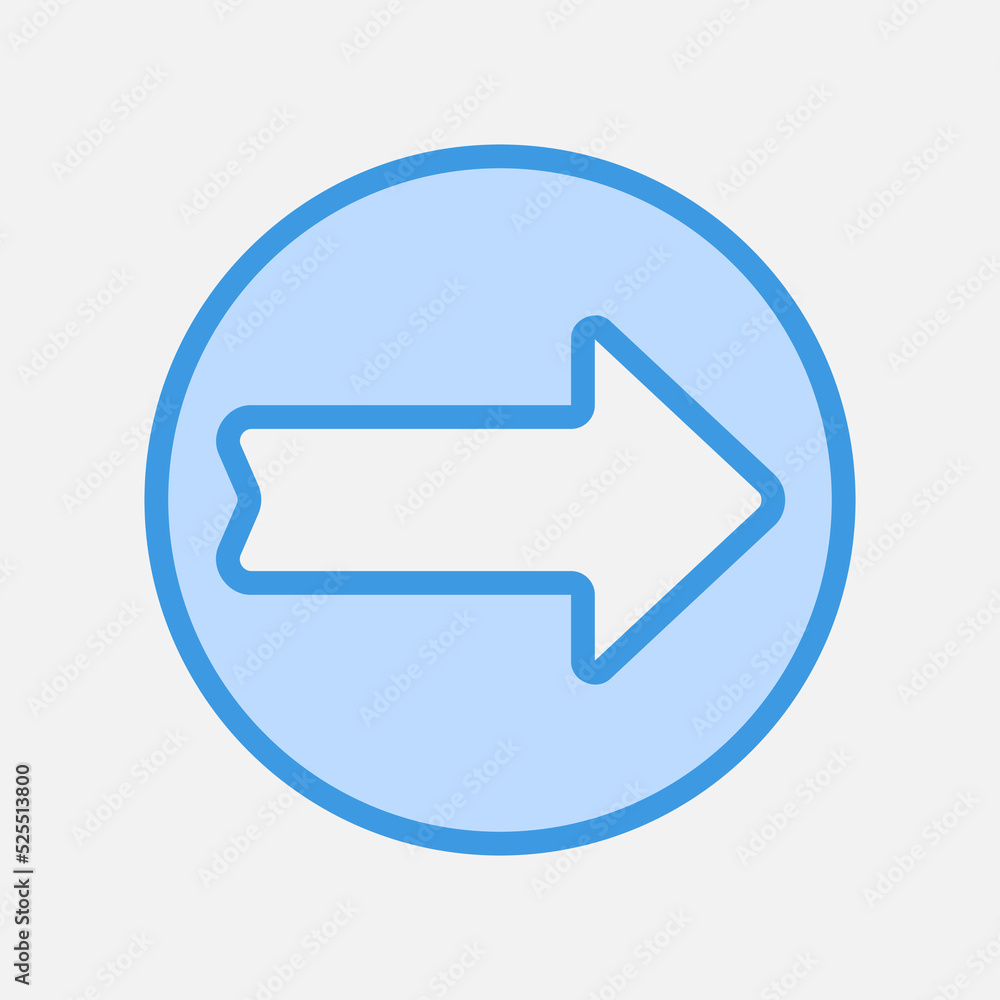 Right arrow icon in blue style, use for website mobile app presentation Right arrow icon in blue style, use for website mobile app presentation