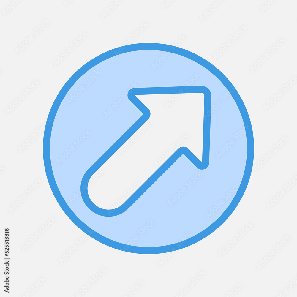 Up right arrow icon in blue style, use for website mobile app presentation Up right arrow icon in blue style, use for website mobile app presentation