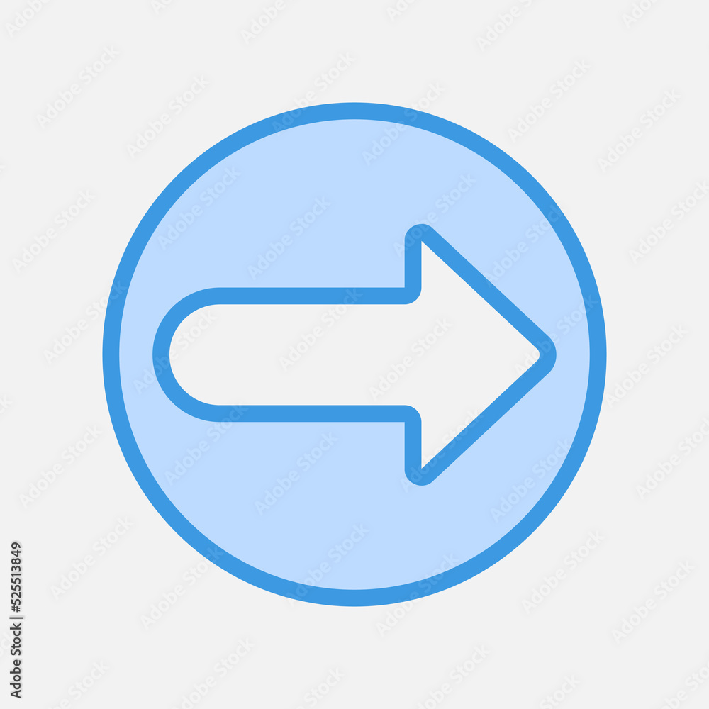 Right arrow icon in blue style, use for website mobile app presentation Right arrow icon in blue style, use for website mobile app presentation