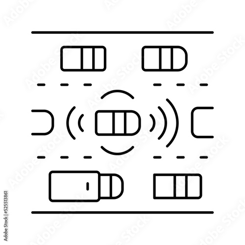 road sensing self vehicle line icon vector illustration