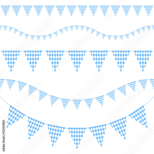 Set Girlanden Oktoberfest Nahtlos Rautenmuster Hellblau
