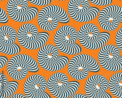 Abstract Hypnotic Sea Shells Vector Seamless Pattern Psychedelic Optical Illusion Design Perfect for Swimwear or Allover Fabric Print Wrapping Paper